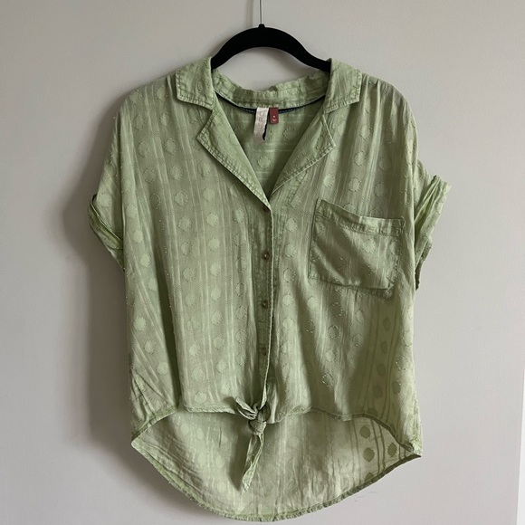 Anthropologie ~Pilcro The Cammie Surf Blouse Embroidered Hem - Picture 5 of 9
